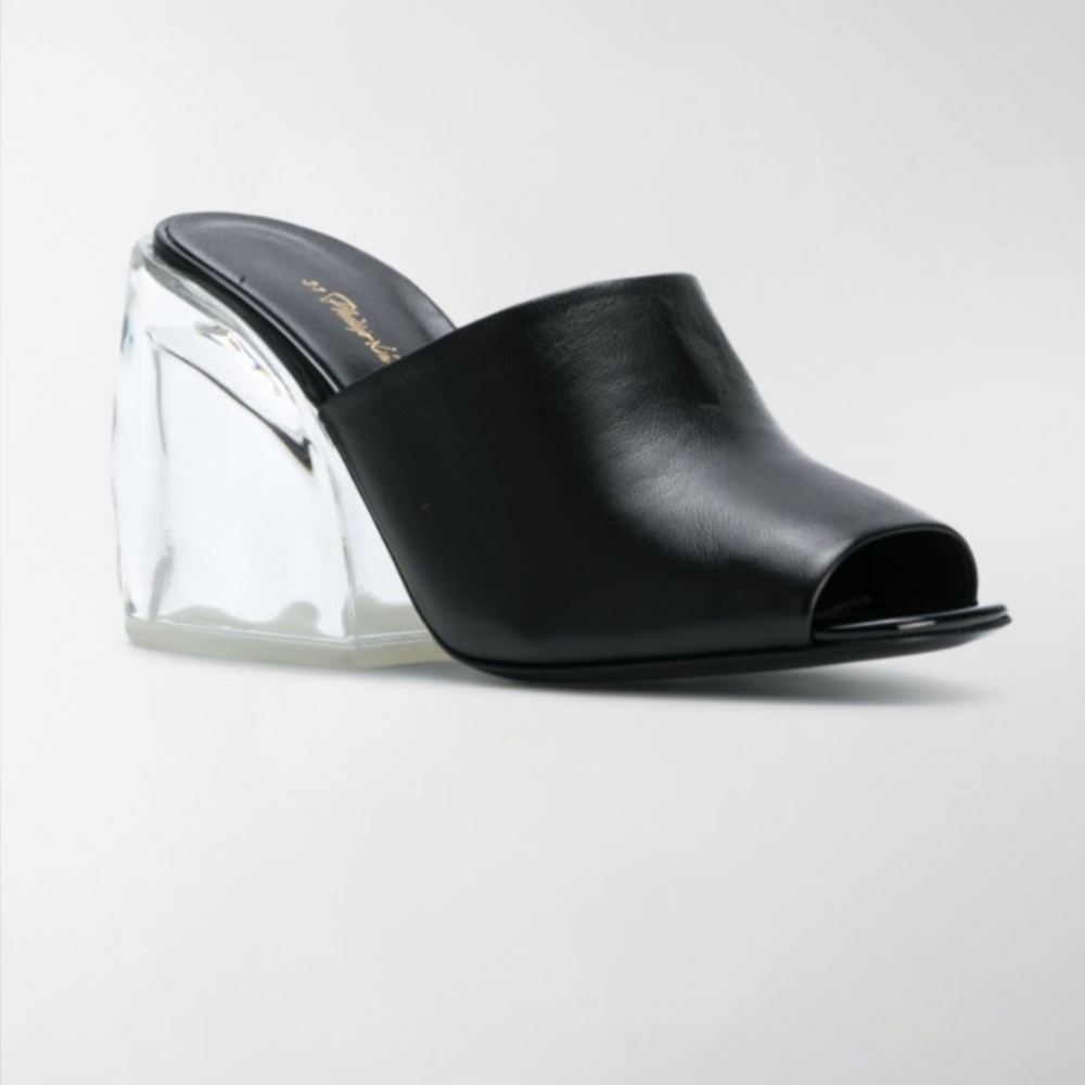 3.1 PHILLIP LIM PLEXI HEEL MULE BLACK